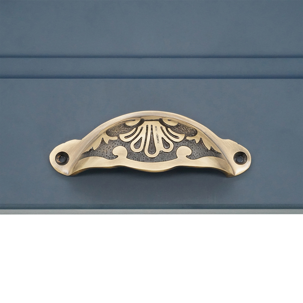Spira Brass Floral Antique Brass Cup Pull Drawer Handle Image 2