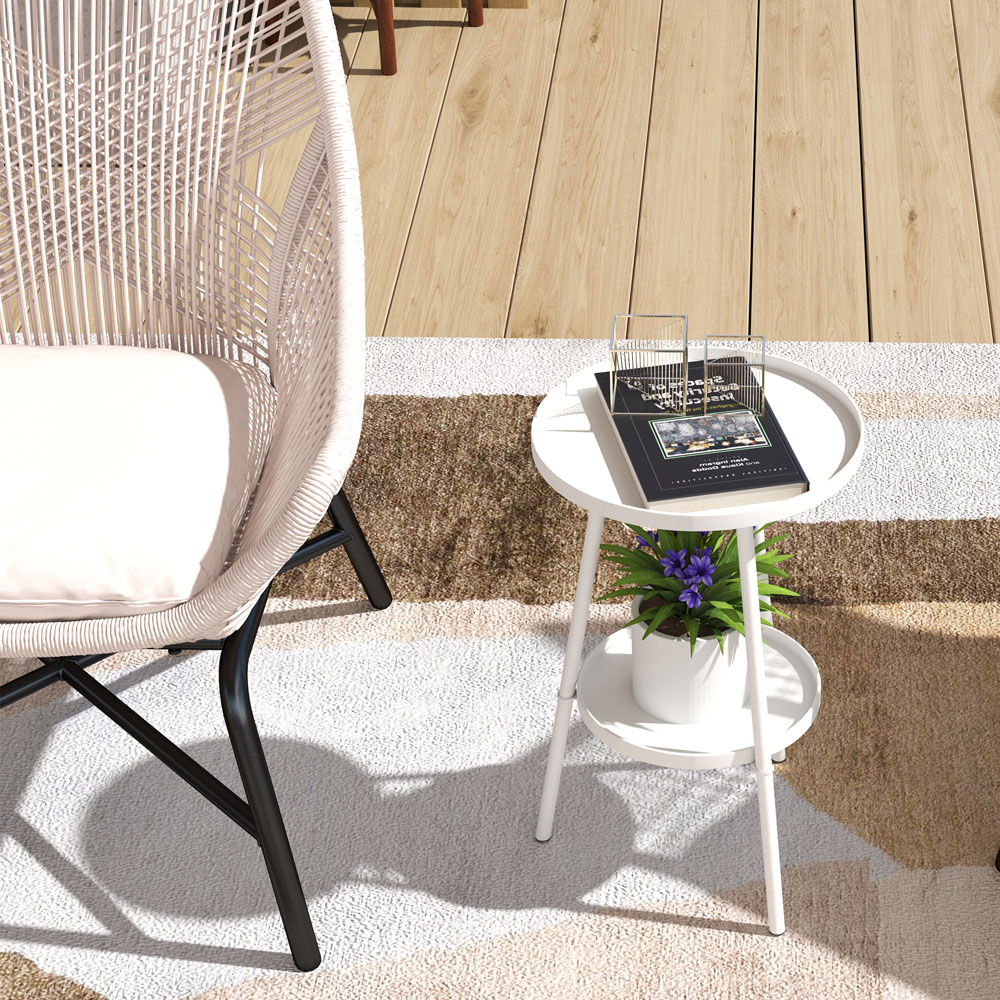 Outsunny Single Shelf White Round Garden Coffee Table Image 3