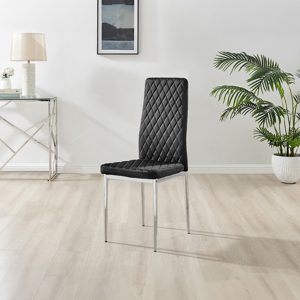 Furniturebox Arona Valera 4 Seater Round Dining Set Black and Chrome Image 4