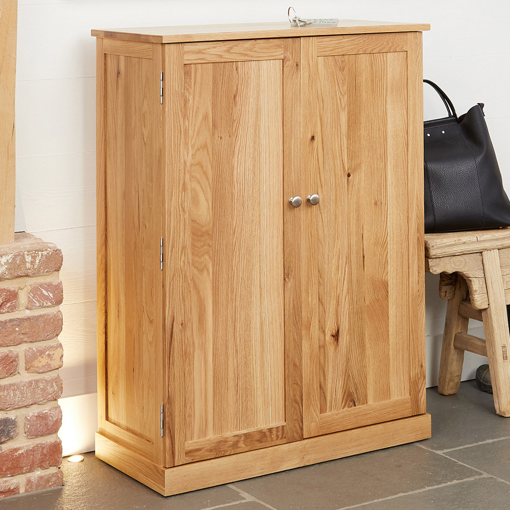 Baumhaus Mobel 5 Shelf Oak Large Shoe Cupboard Image 1