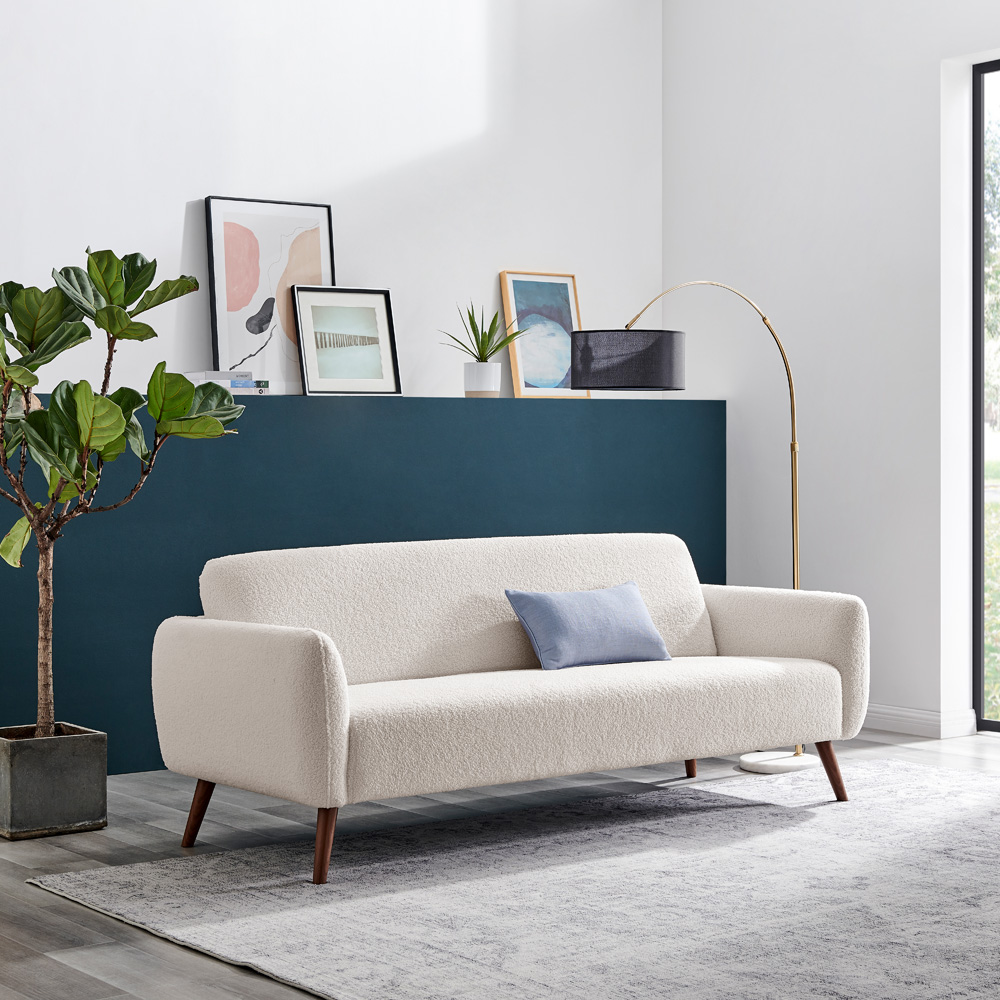 Furniturebox Terry 3 Seater White Boucle Sofa Image 5