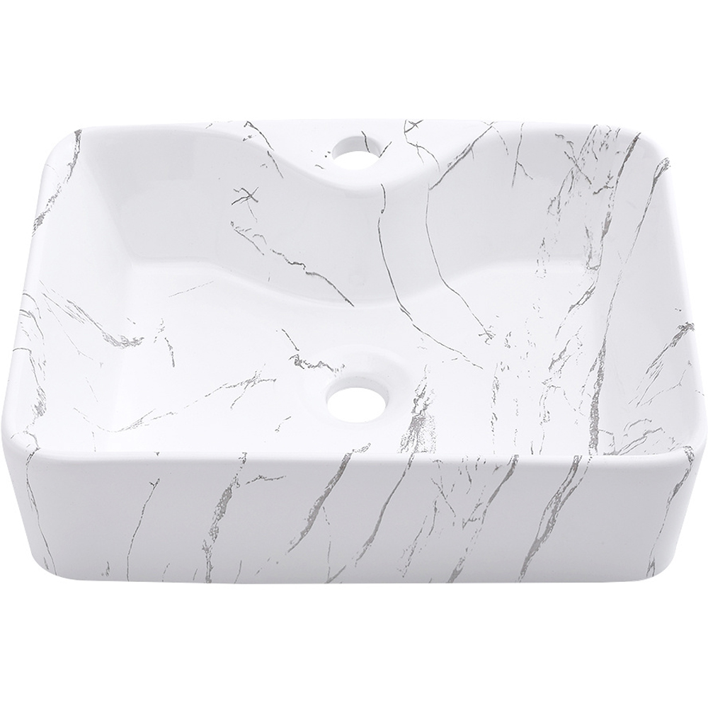 H&O Direct Rectangular Marble Effect Vessel Sink Image 2