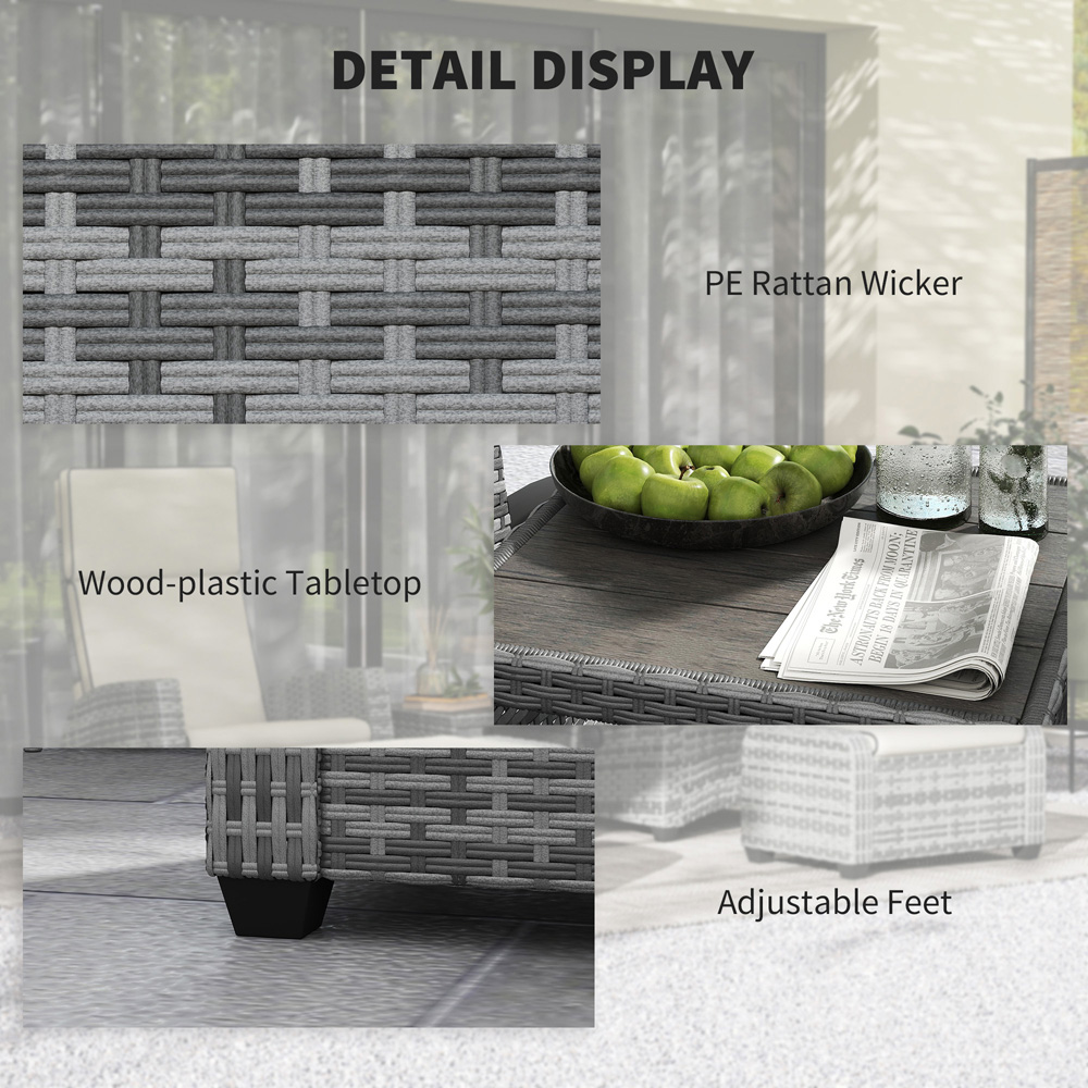 Outsunny 2 Seater Light Grey Rattan Garden Furniture Set Image 7