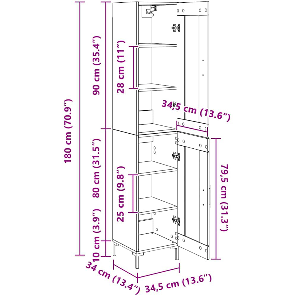 vidaXL 2 Door Artisan Oak Highboard Image 6