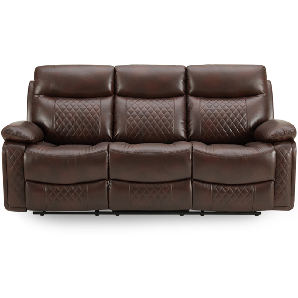 Home Detail Carson 3 Seater Brown Faux Leather Manual Recliner Sofa Image 3