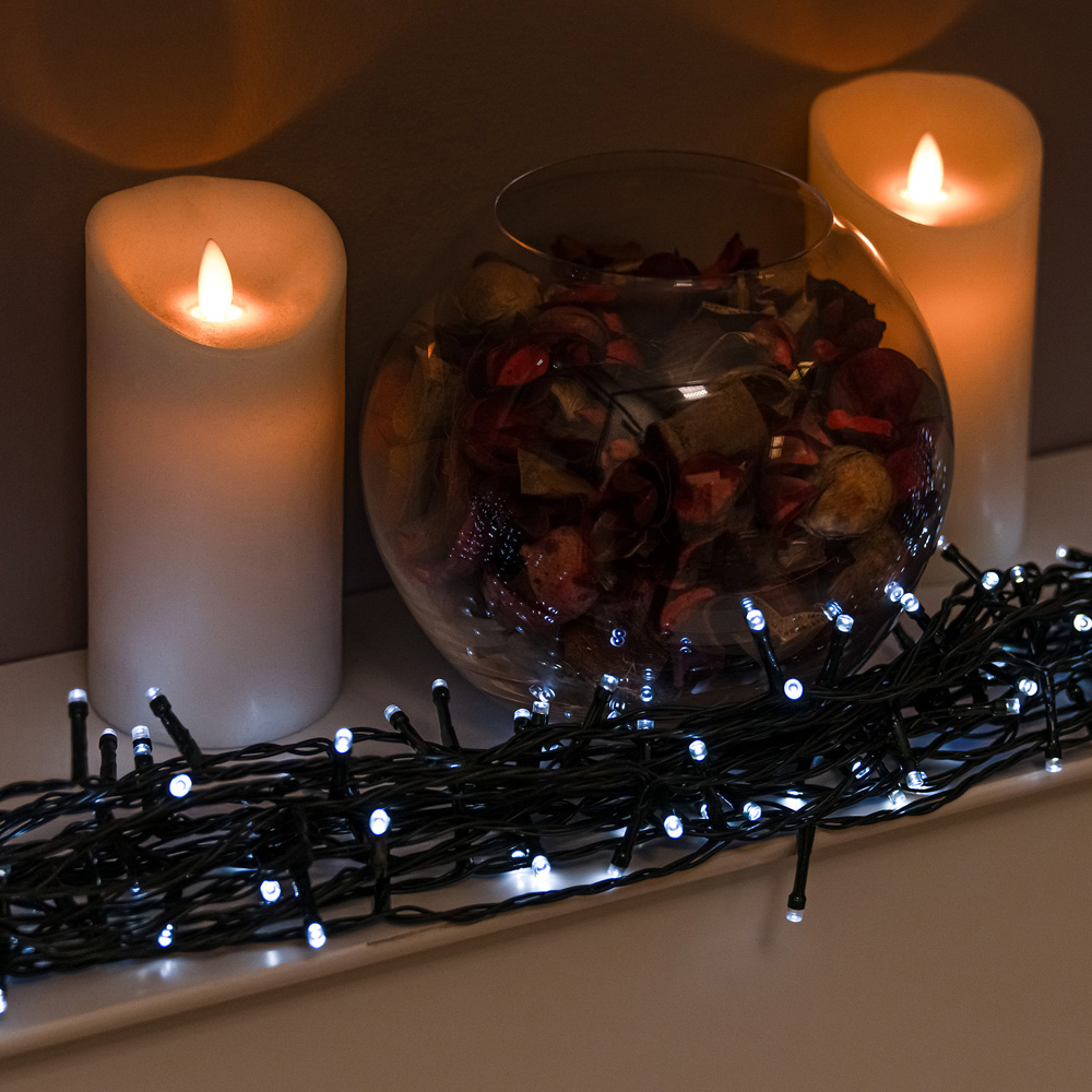 The Christmas Centre 100 Bright White LED Multifunction Green Cable String Light 10m Image 2