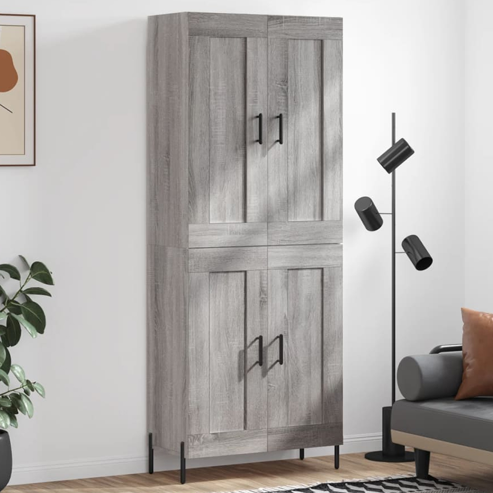 vidaXL 4 Door Grey Sonoma Highboard Image 1