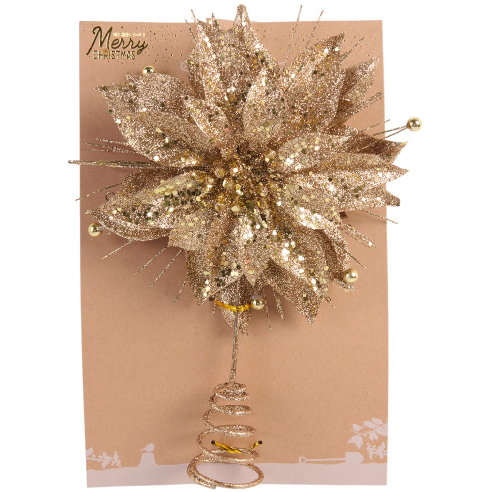 Glitter Poinsettia Tree Topper Image 2