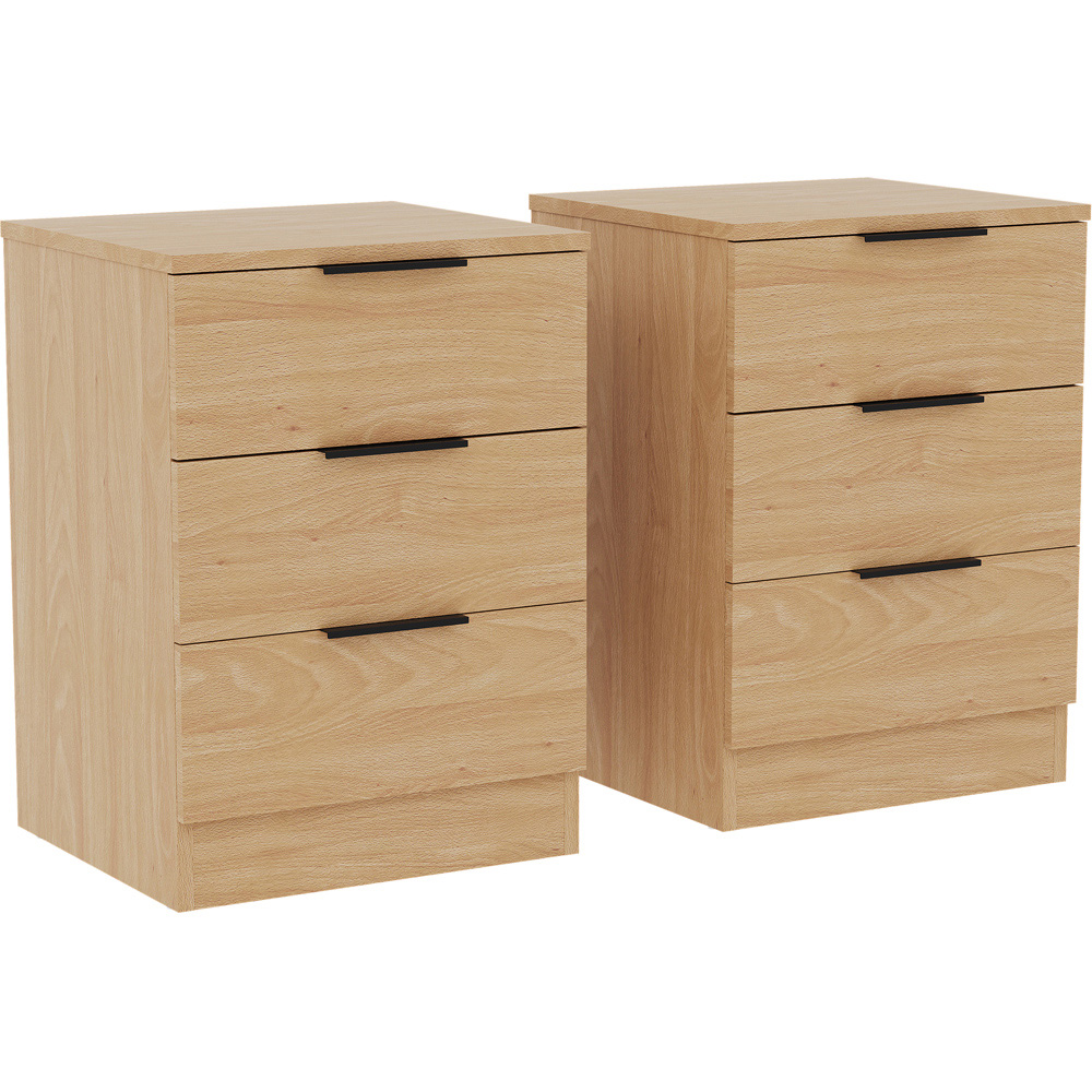 VIDA DESIGNS Trega 3 Drawer Pine Bedside Cabinet Set of 2 Image 3