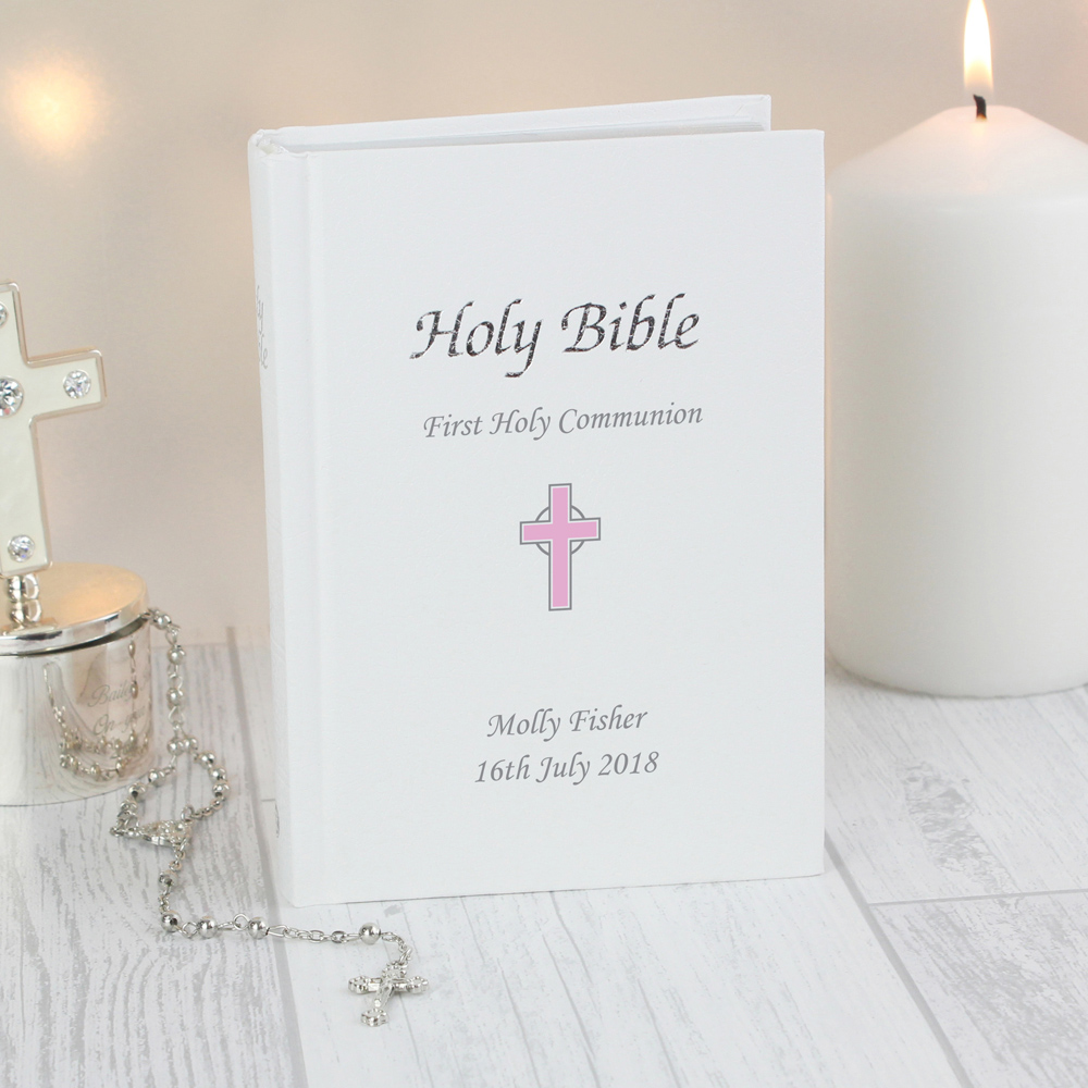 Personalised Memento Personalised Pink Cross Bible Image 4