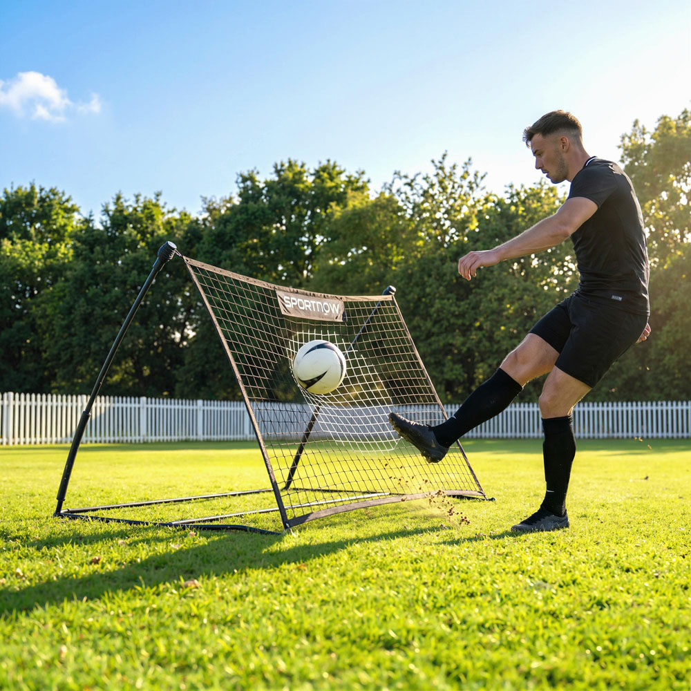 SPORTNOW Black Football Rebounder Net with Carry Bag and Ground Stakes 95 x 150 x 100cm Image 2