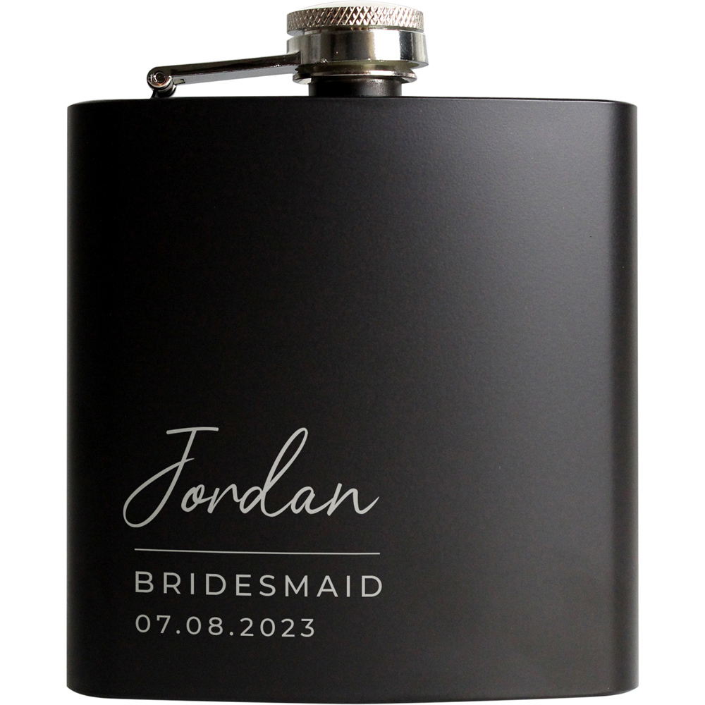 Personalised Memento Personalised Black Free Text Script Hip Flask Image 1