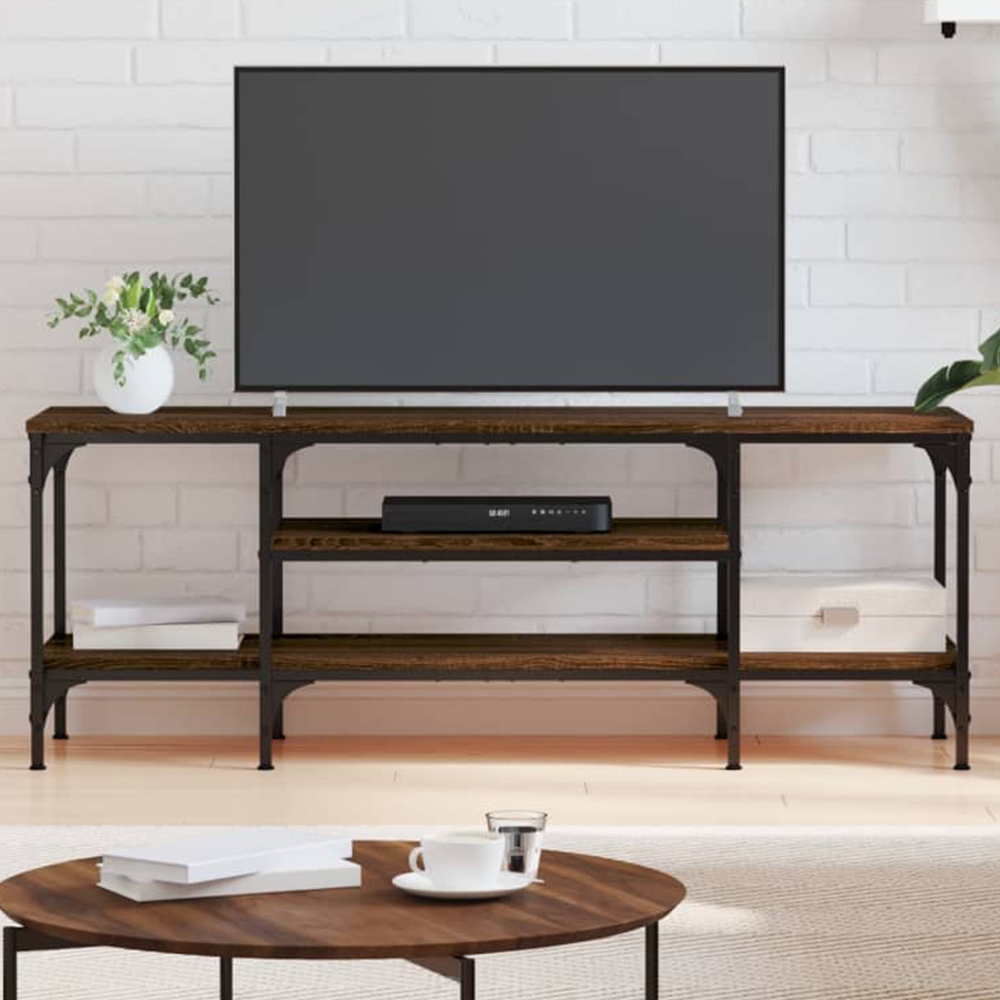 vidaXL 2 Shelf Brown Oak TV Cabinet Image 1