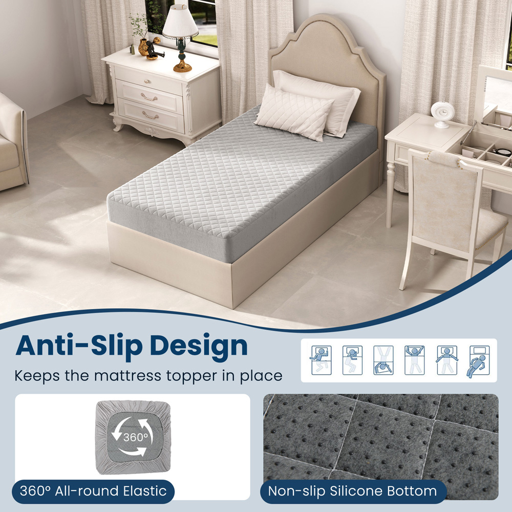 Costway Twin Size Grey Luxury Super Soft Velvet Mattress Protector Image 5