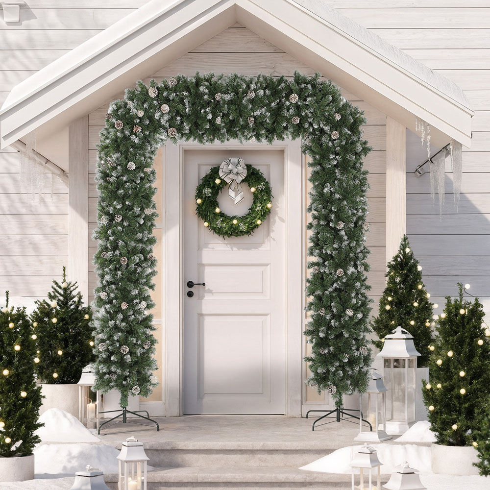 HOMCOM Snow Frosted Christmas Tree Arch 8.2ft Image 2