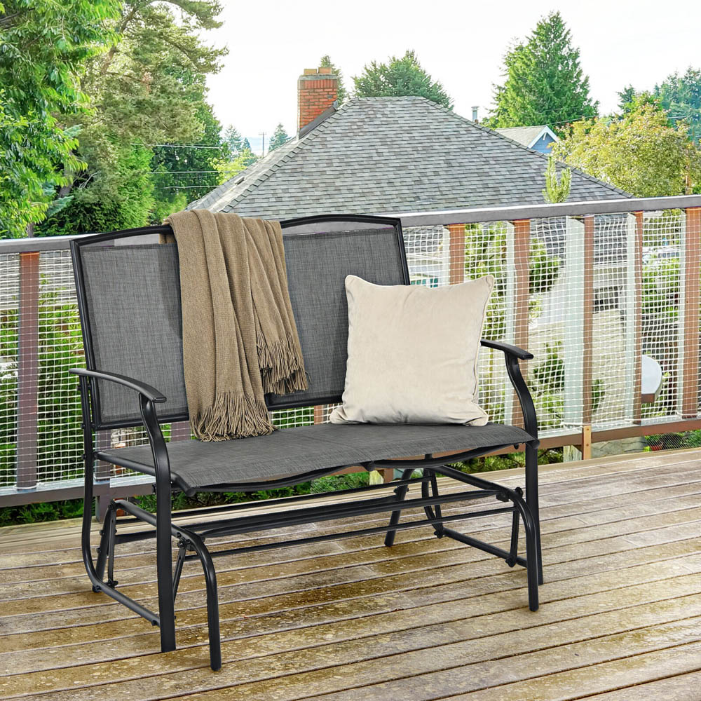 Costway 2 Seater Grey Garden Swing Glider Bench Image 3