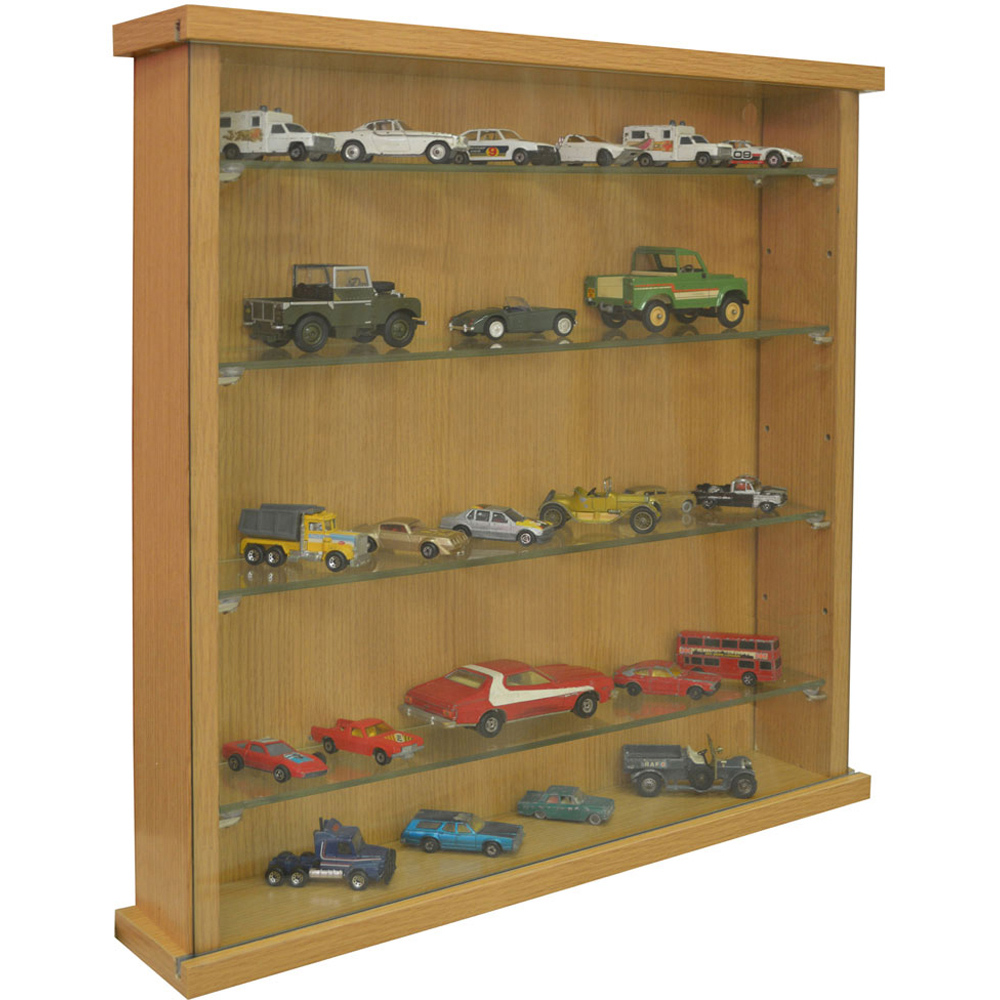 Watsons Collectors 4 Shelf Oak Glass Wall Display Cabinet Image 6