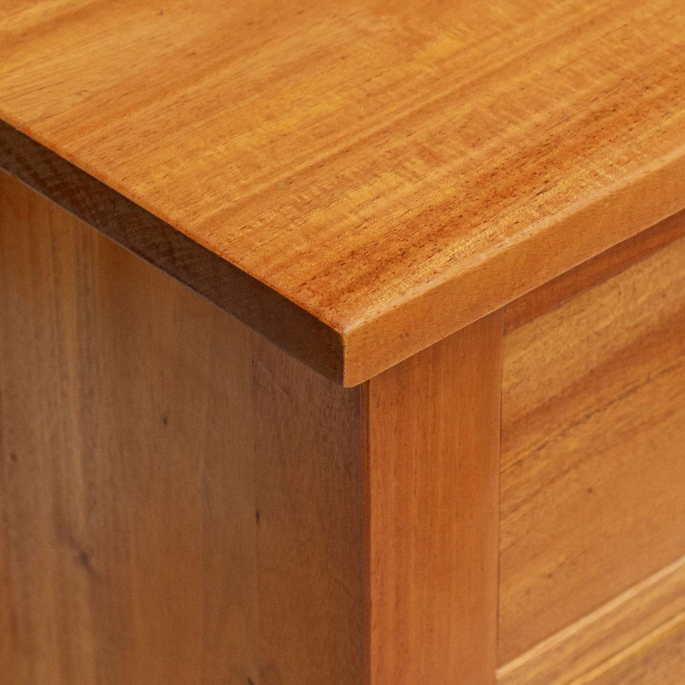 vidaXL 4 Drawer 2 Shelf Natural Solid Mahogany Wood TV Cabinet Image 9