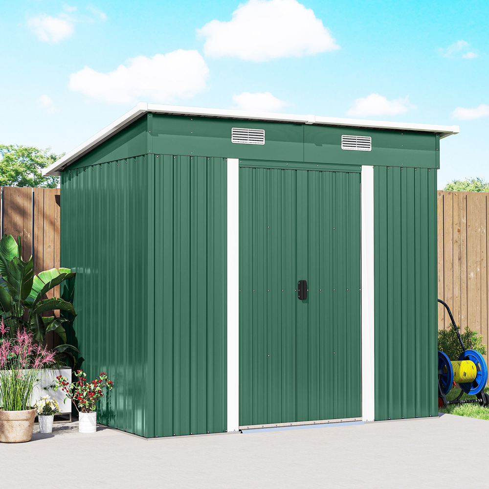 Outsunny 7 x 4ft Green Garden Storage Shed Image 4