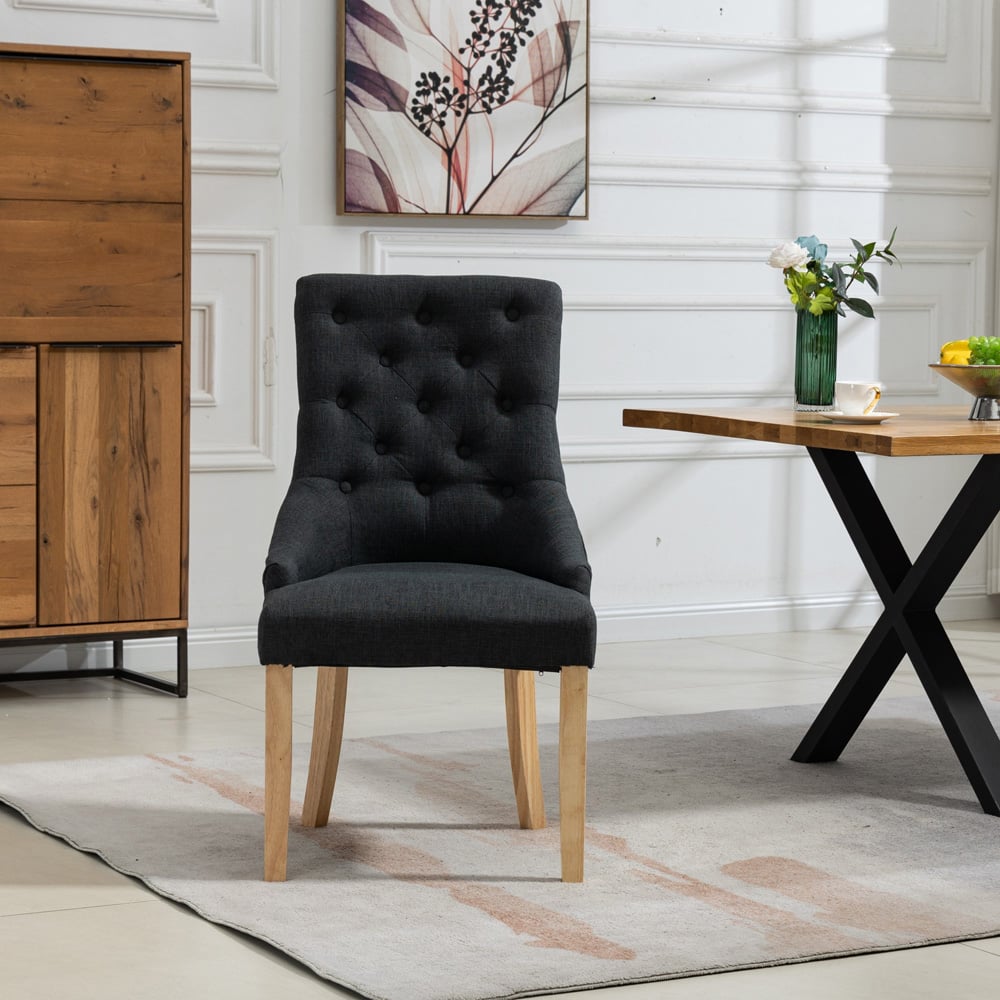 Artemis Home Ravenna Set of 2 Black Fabric Dining Chair Image 2