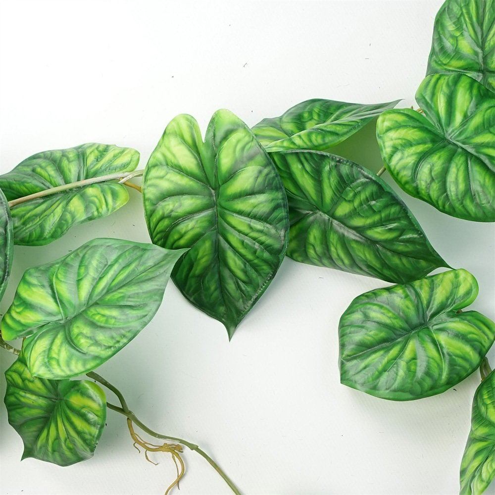 Leaf Green Trailing Alocasia Dragon Scale Hanging Artificial Plant 4ft 6 Pack Image 2