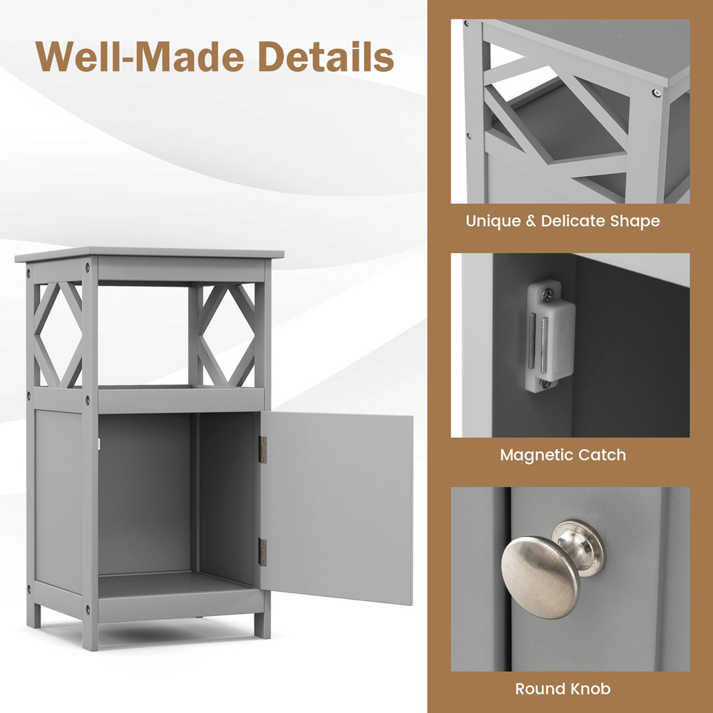 Costway Single Door Single Shelf Grey Bathroom Floor Cabinet Image 7