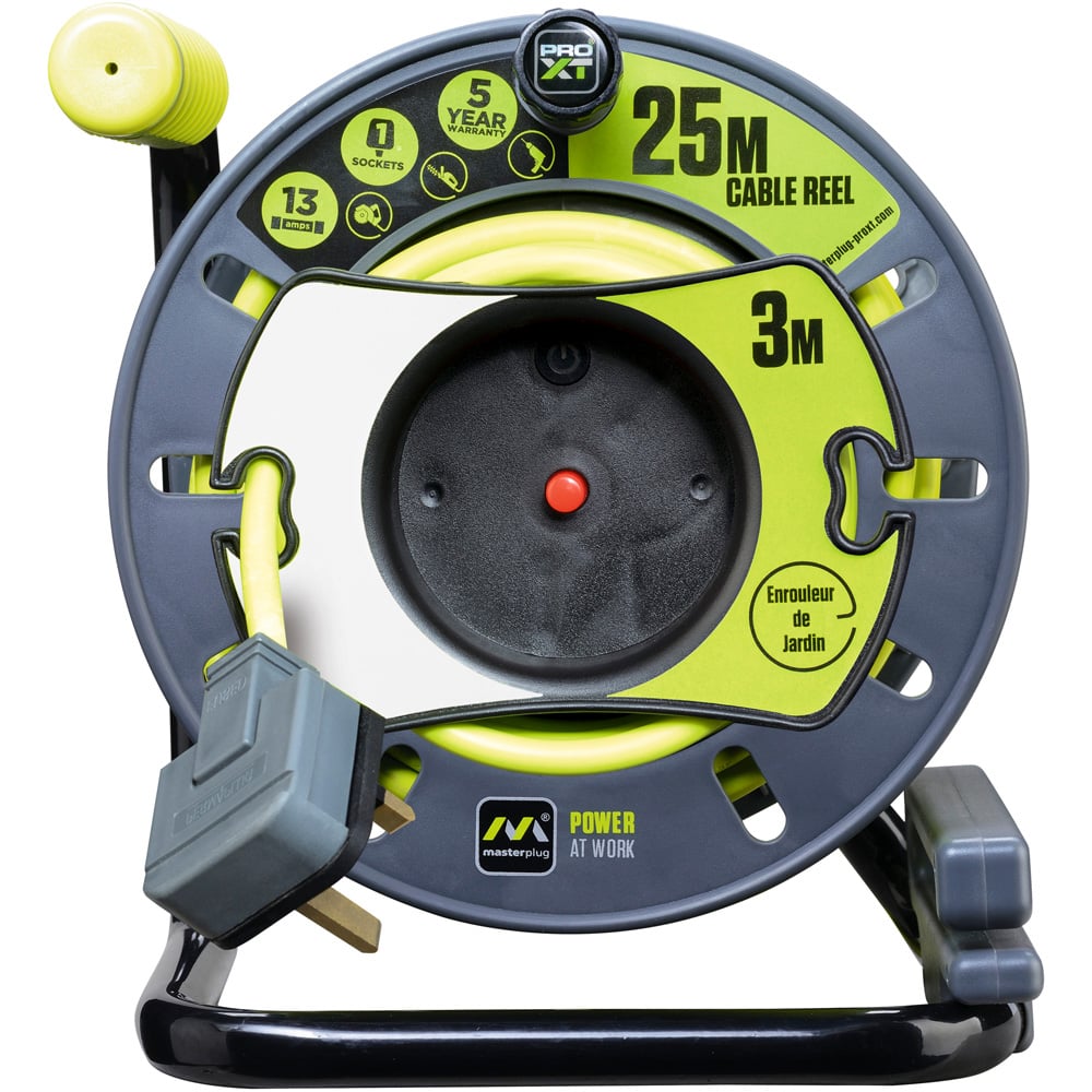 Masterplug 13A 1 Weatherproof Socket Reverse Medium Open Cable Reel 25m Image 2