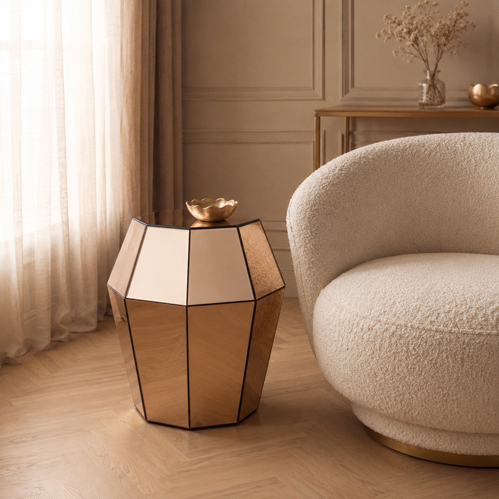 Premier Housewares Rose Gold Metallic Accent Side Table Image 3