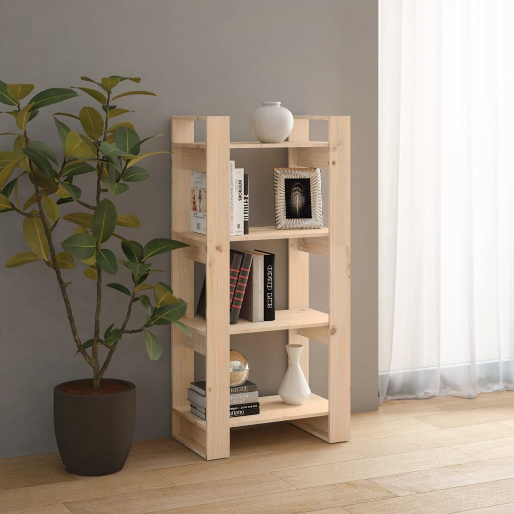 vidaXL 4 Shelf Natural Solid Pine Wood Bookcase Image 7