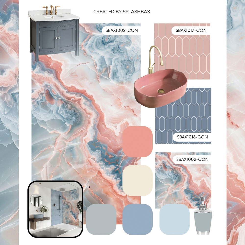 Splashbax Premium Artisan Onyx Summer Sky Di Bond Shower Panel 2400 x 800mm Image 6