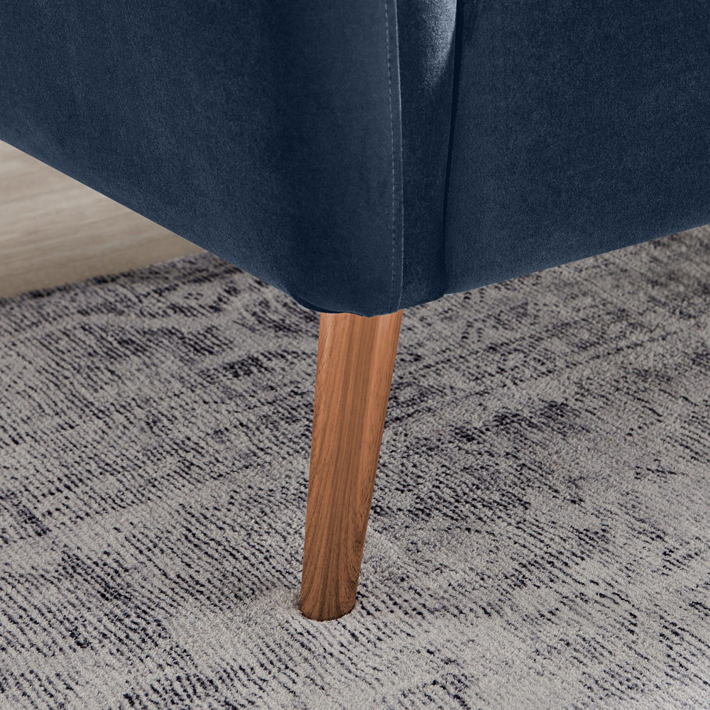 Furniturebox Terry 3 Seater Blue Velvet Sofa Image 3