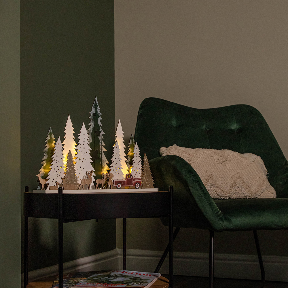 Samuel Alexander Light Up Wooden Christmas Tree with Deer Christmas Decoration 31cm Image 6