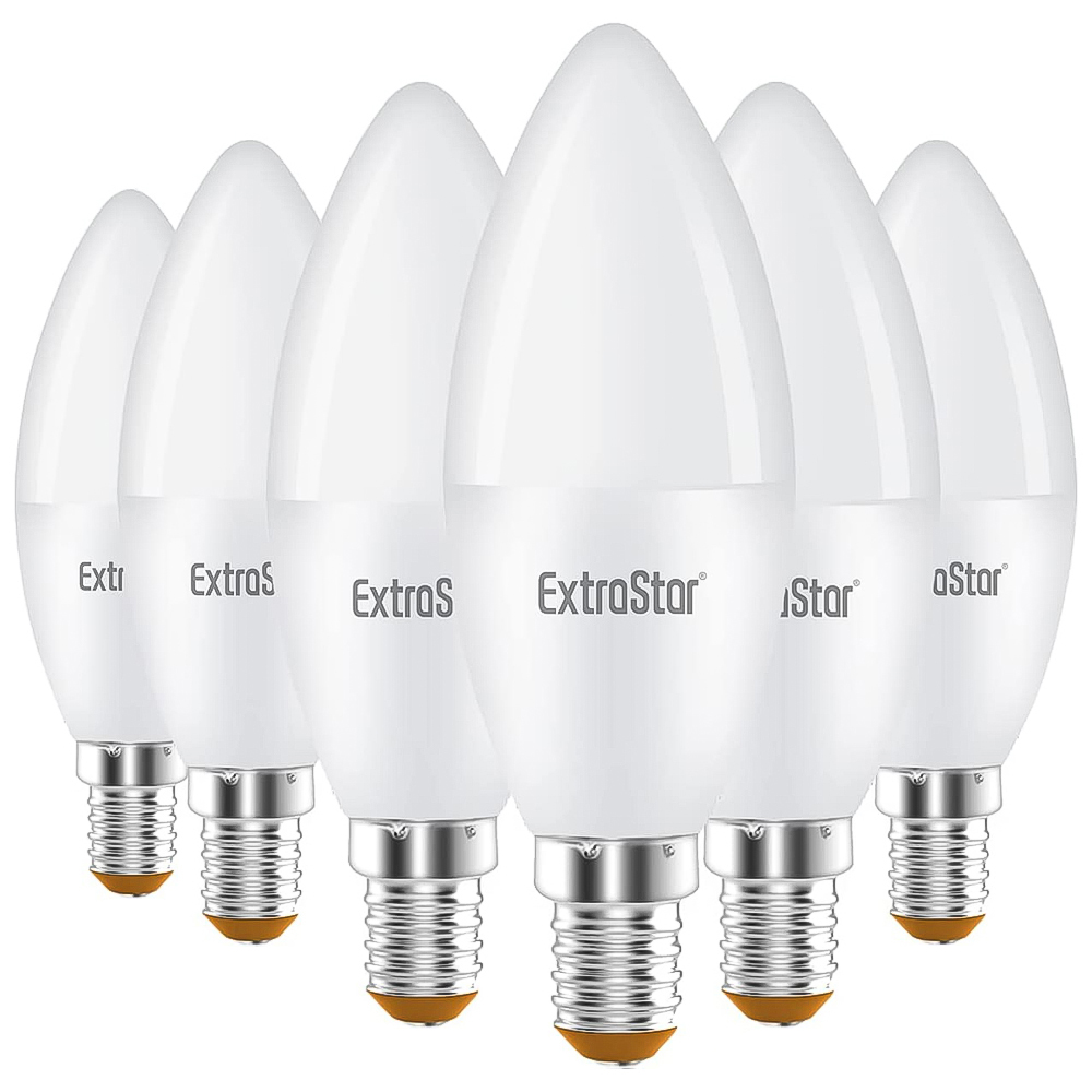 ExtraStar 6 Pack E14 LED 6W Daylight Candle Bulb Image 1