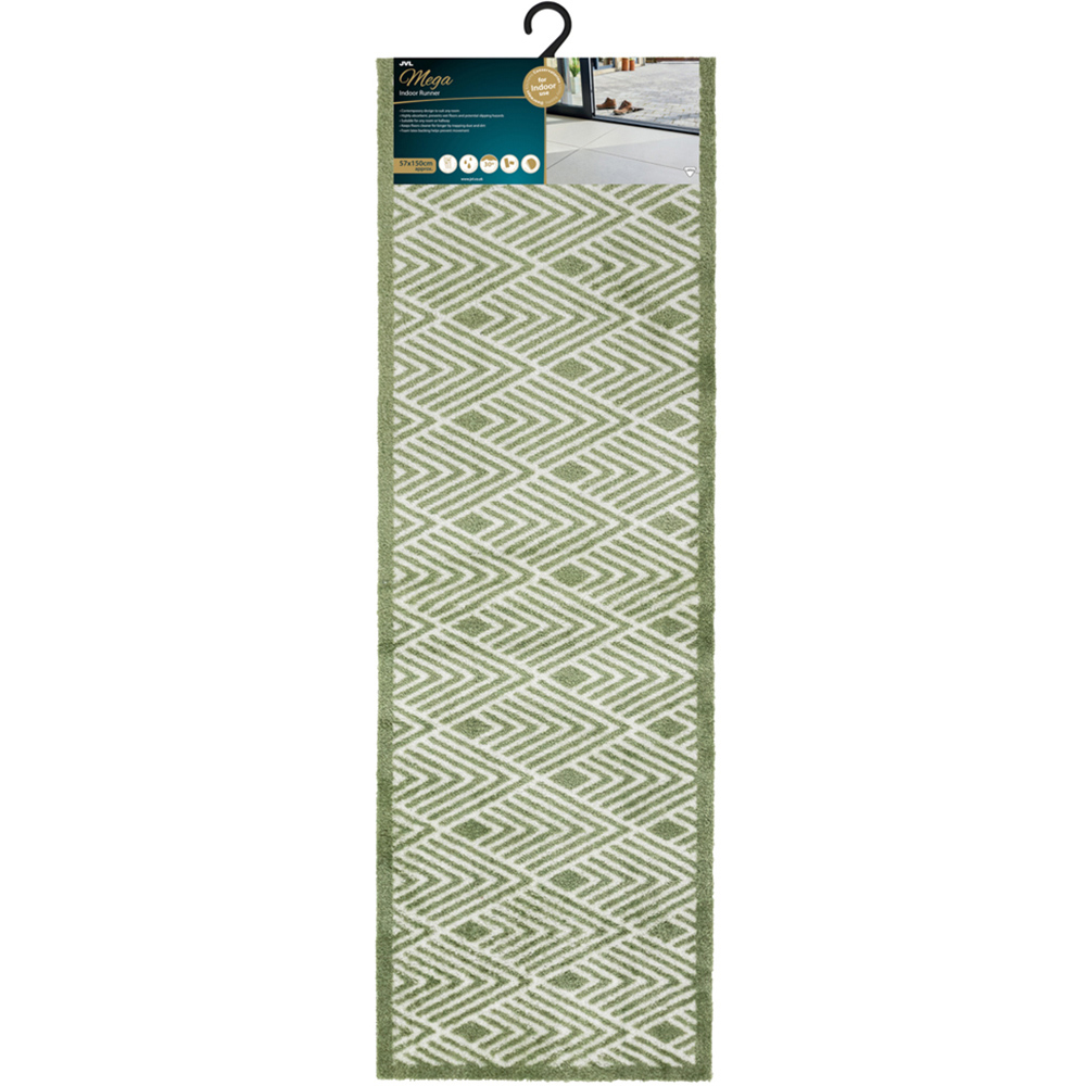 JVL Mega Green Geo Latex Backed Door Runner 57 x 150cm Image 3
