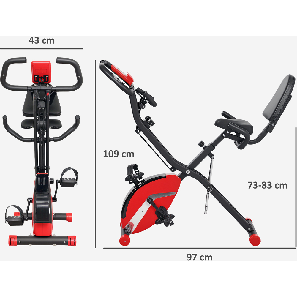 SPORTNOW Red Magnetic Resistance Folding Exercise Bike with Arm Bands and Hand Pulse Sensor Image 9