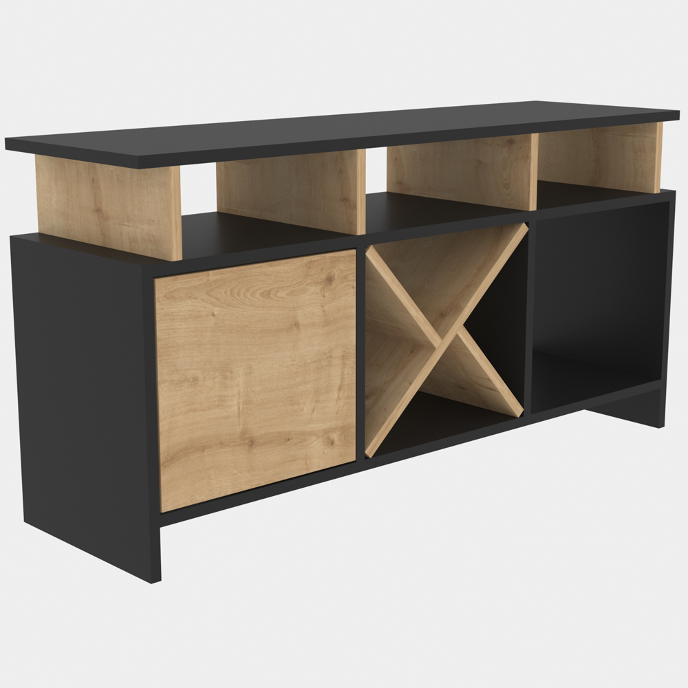 Decorotika Aurburn Single Door 8 Shelf Anthracite and Sapphire Oak TV Unit Image 6