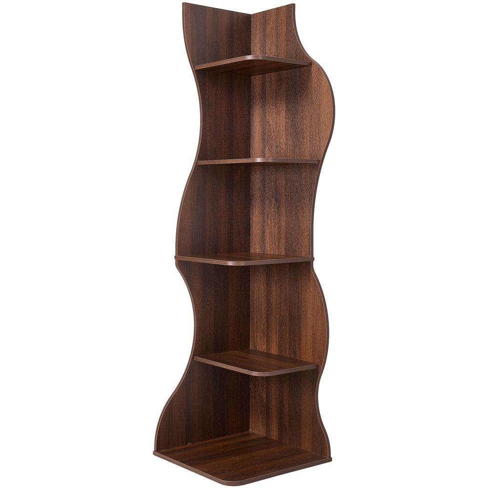 Living and Home 5-Tier Dark Brown Curved Corner Storage Shelf Image 2