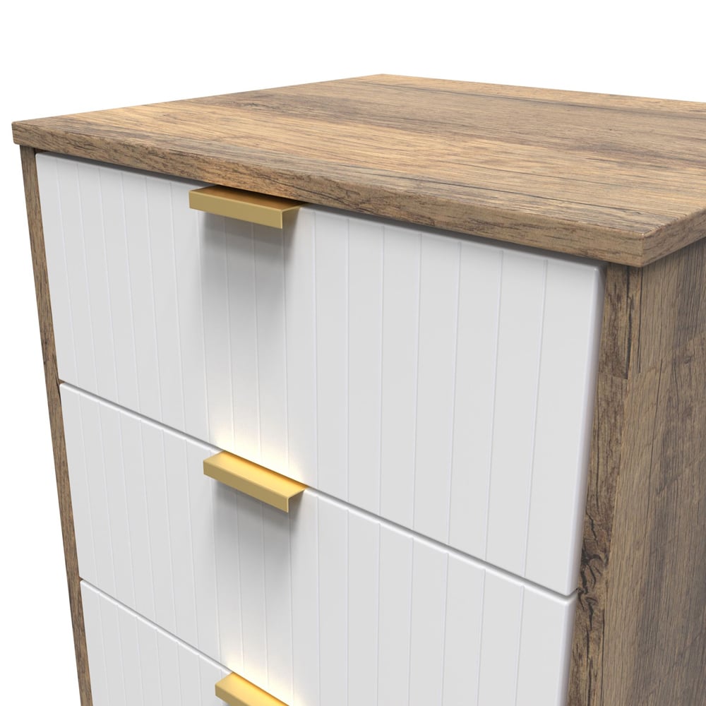 Crowndale 5 Drawer White Matt and Vintage Oak Chest of Drawers Ready Assembled Image 5
