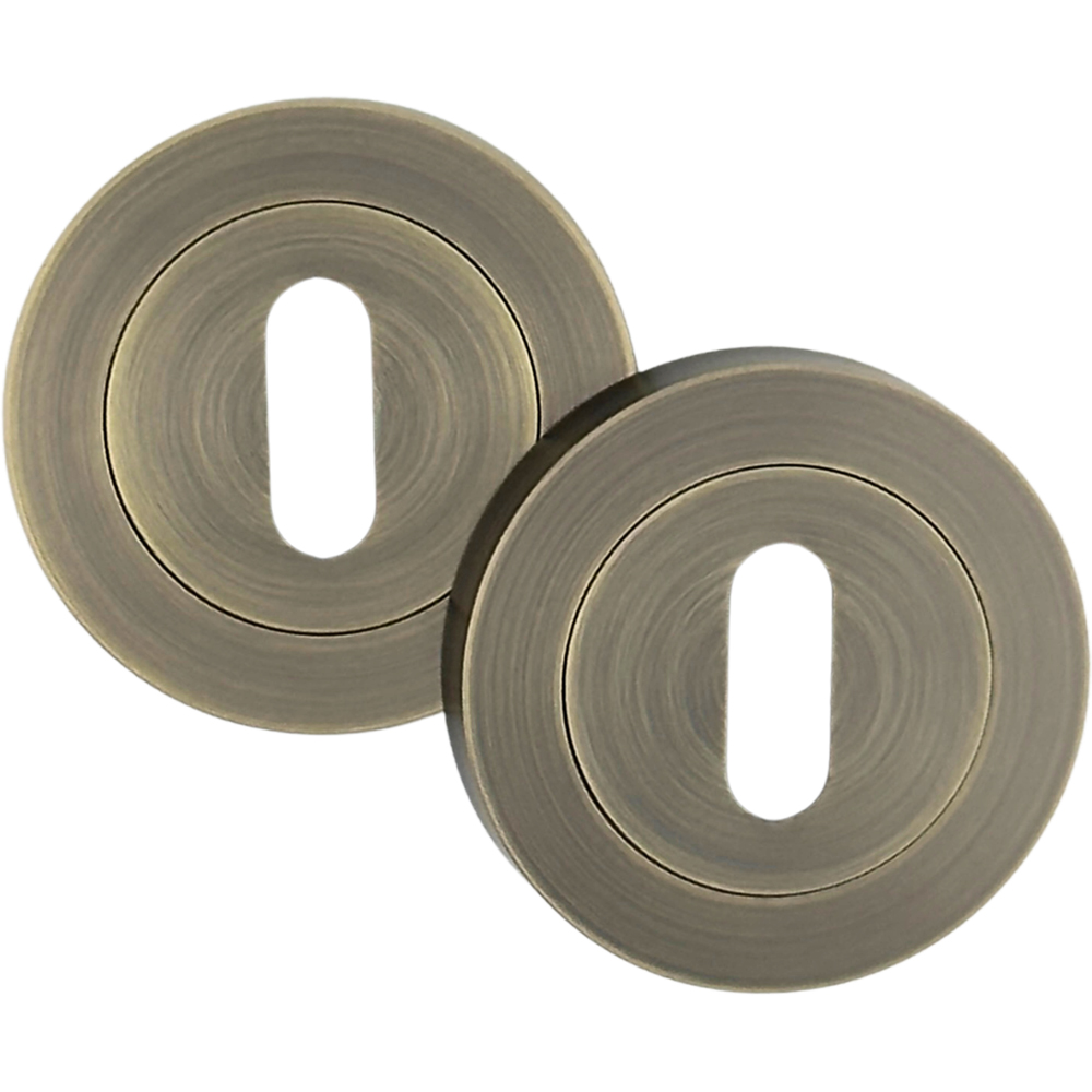 AXS Hardware Antique Brass Standard Key Escutcheons 52mm Image 1