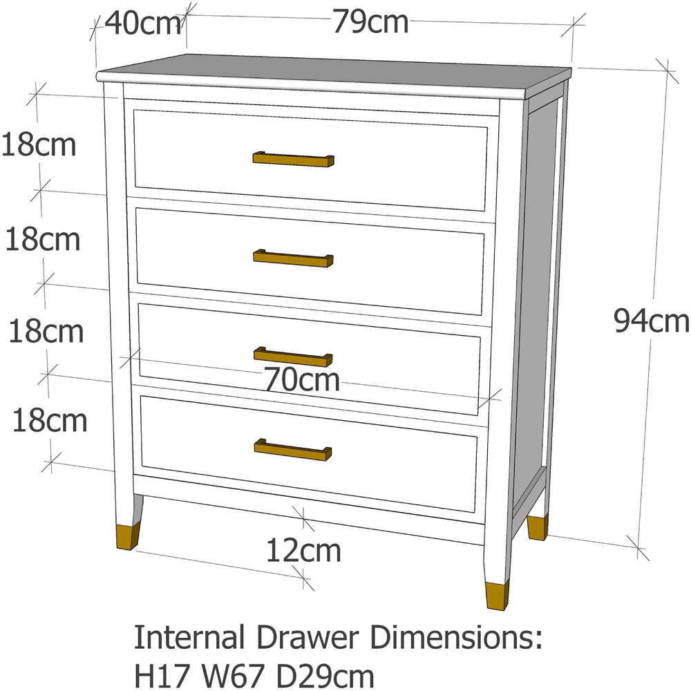 Palazzi 4 Drawer Grey Chest of Drawers Image 9