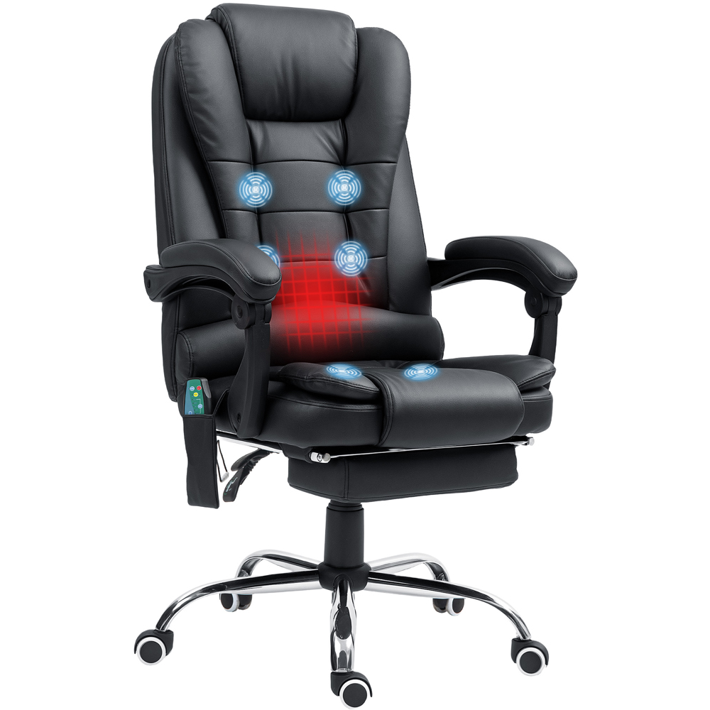 Portland Black PU Leather Ergonomic Vibration Massage and Heat Executive Office Chair Image 2