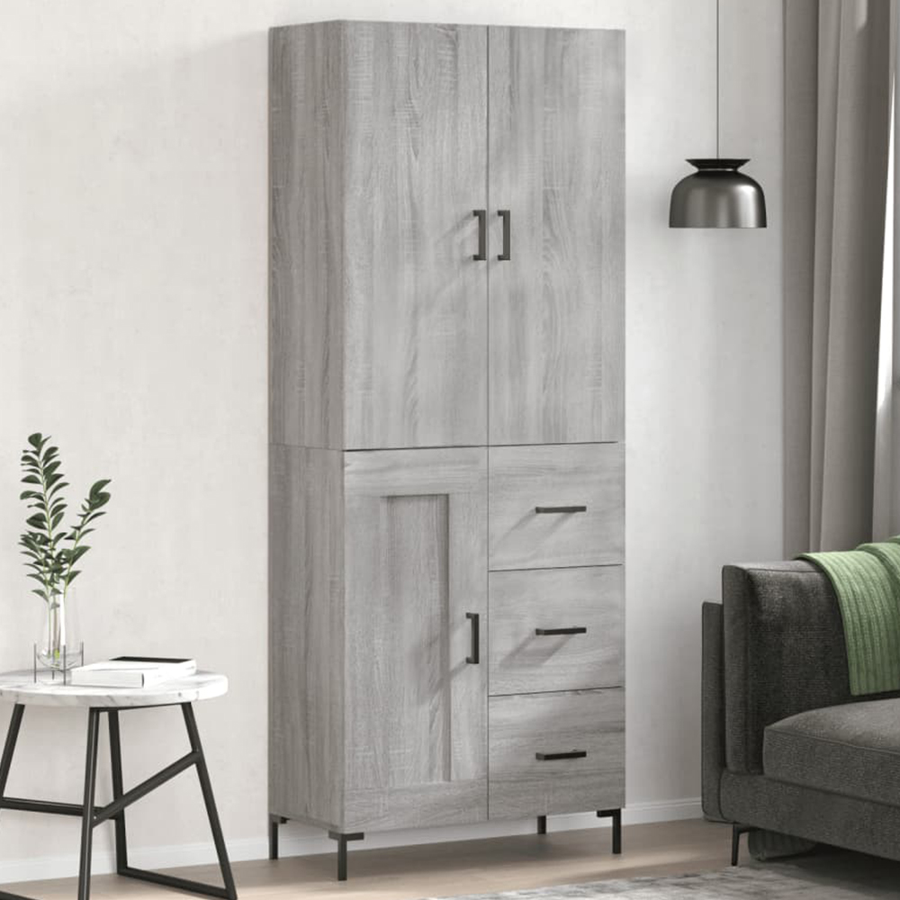 vidaXL 3 Door 3 Drawer Grey Sonoma Highboard Image 1