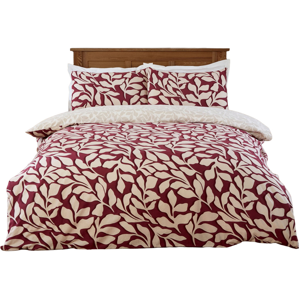 Carolina Leaf Duvet Set Burgundy Superking Image 2