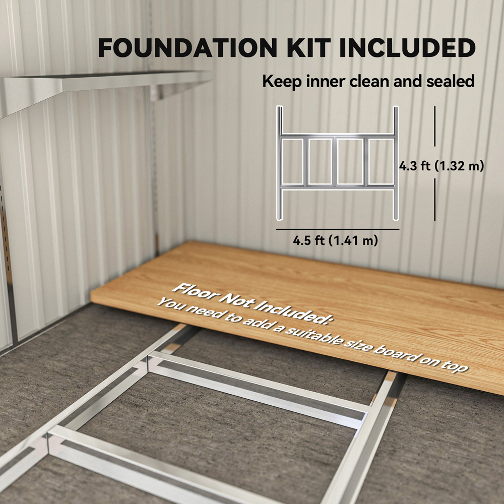 Outsunny 7 x 5ft Grey Lean To Garden Shed with Foundation Image 8