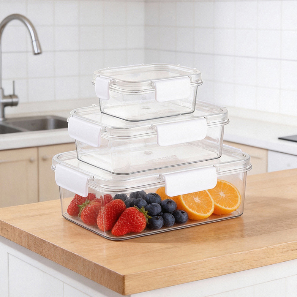 Living and Home 3-Piece Rectangular Food Storage Container Set Image 2