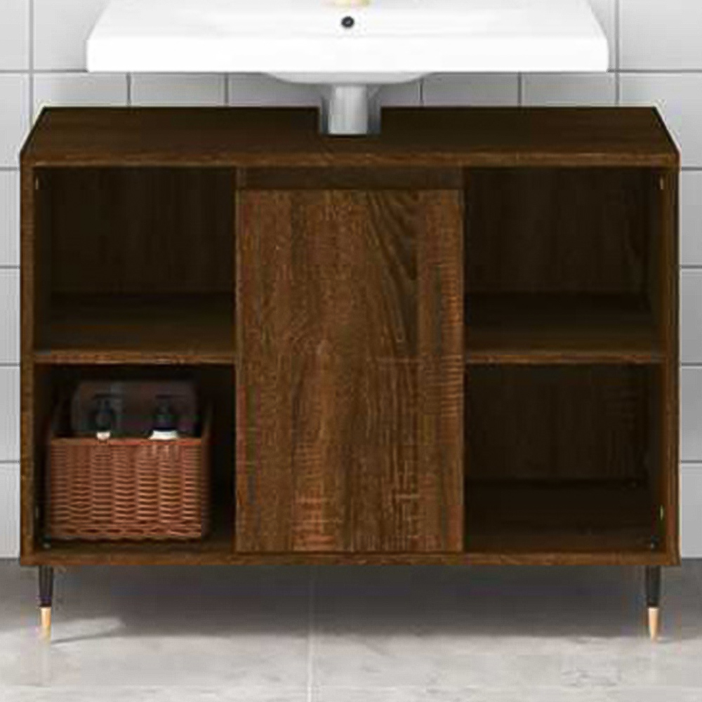 vidaXL Single Door Brown Bathroom Cabinet Image