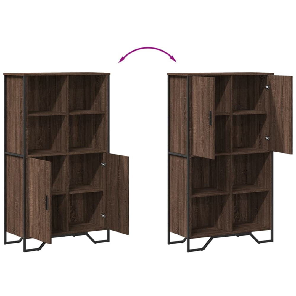 vidaXL 2 Door 4 Shelf Brown Oak Highboard Image 7