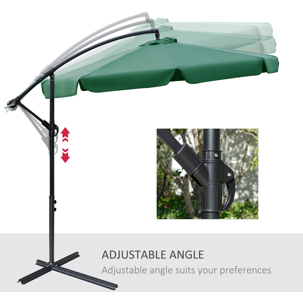 Outsunny Green Cantilever Parasol with Cross Base 2.7m Image 5