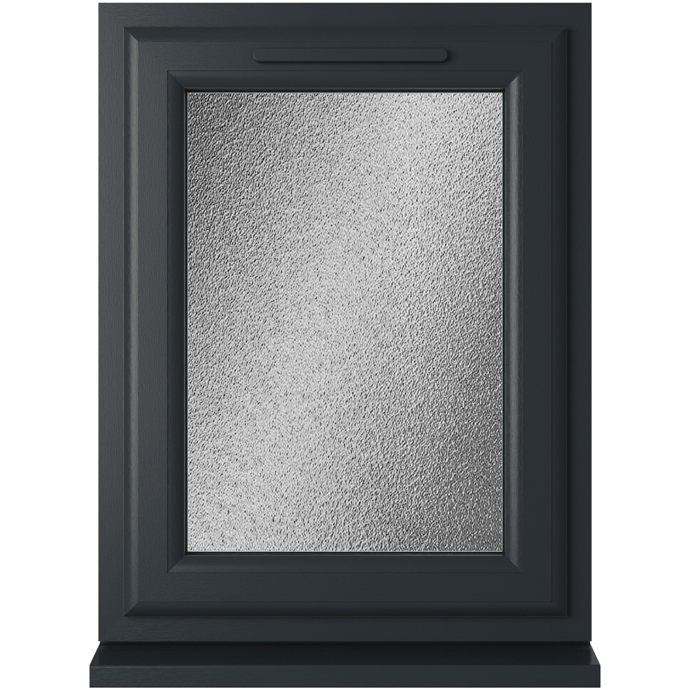 Crystal uPVC Double Glazed Window Left Hand Side Hung Grey White Obscure Glass 610x965mm Image 1