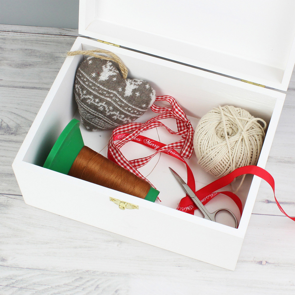 Personalised Memento Personalised Sewing Kit White Wooden Keepsake Box Image 3